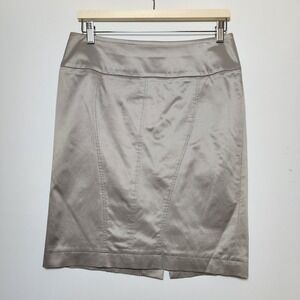 Cinque Carmel Satin Twill Pencil Skirt Taupe Champagne Size 6 / D 36